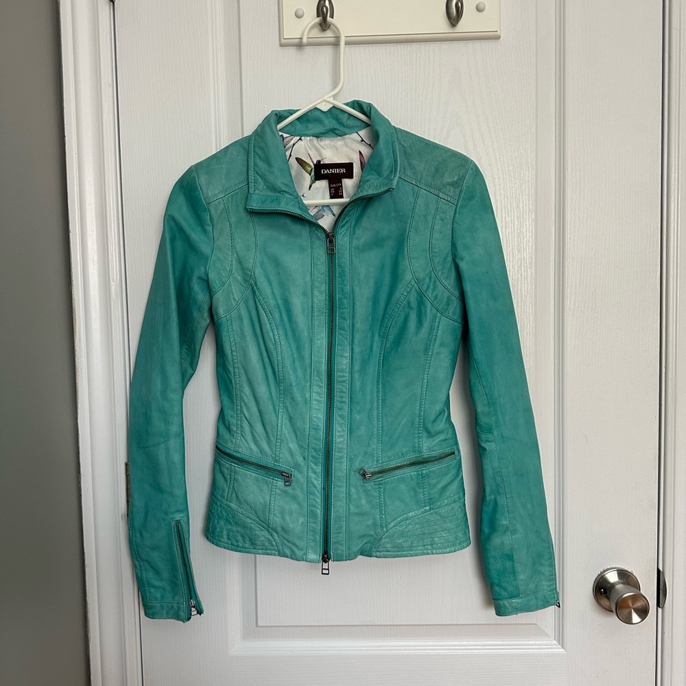 Danier Women's Turquoise Leather Jacket